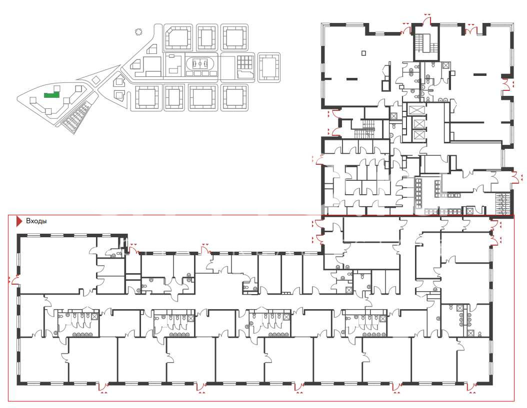 Планировка офиса 1192 м², 1 этаж, ЖК «LIFE-Варшавская»